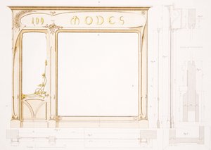 Design for a fashion shop front, illustration from 